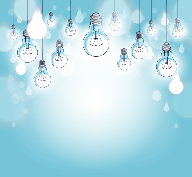 灯泡美丽的矢量插图与单一闪烁，想法概念，想不同，脱颖而出，创意灵感。组成与复制空间的文本。图片下载
