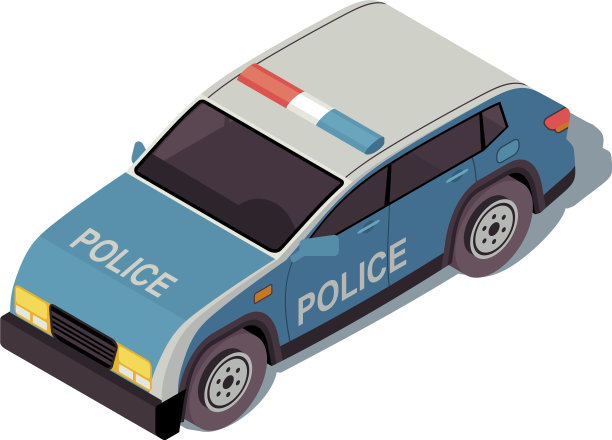 警车等距彩色城市交通图片下载