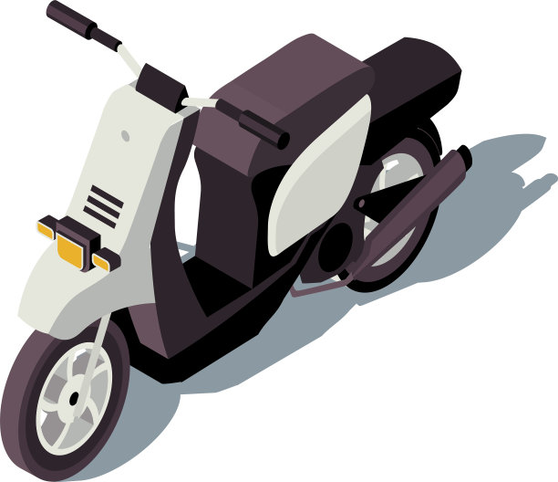摩托车等距彩色城市交通工具图片下载
