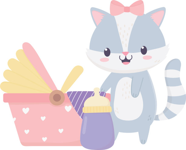 沐浴浣熊婴儿车牛奶瓶卡通图片下载