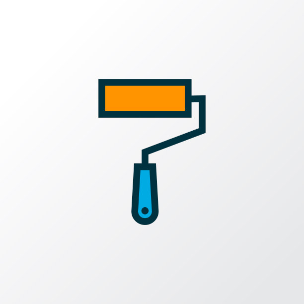 油漆滚筒图标彩色线条符号溢价图片下载