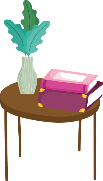 书架上的书和花瓶上的植物在书日桌上图片下载