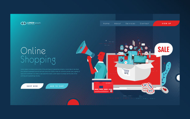 网上购物的现金和信用卡为客户，网上商店或电子商务商店的概念在智能设备。素材图片