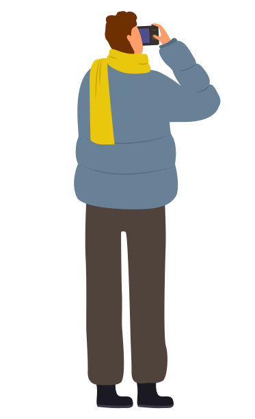 摄影师在秋天拍照向量图片下载