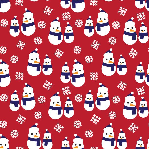 红色海军圣诞雪人无缝图案背景图片下载