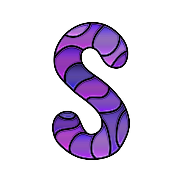 彩色玻璃字体，字母s图片下载