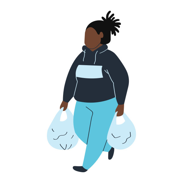 满意的顾客，女孩去购物，孤立的白色，快乐的顾客商店，设计，平面风格矢量插图。图片下载