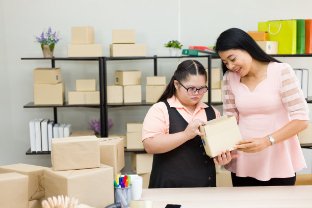 有精神障碍的母亲和女儿，在家工作。图片下载