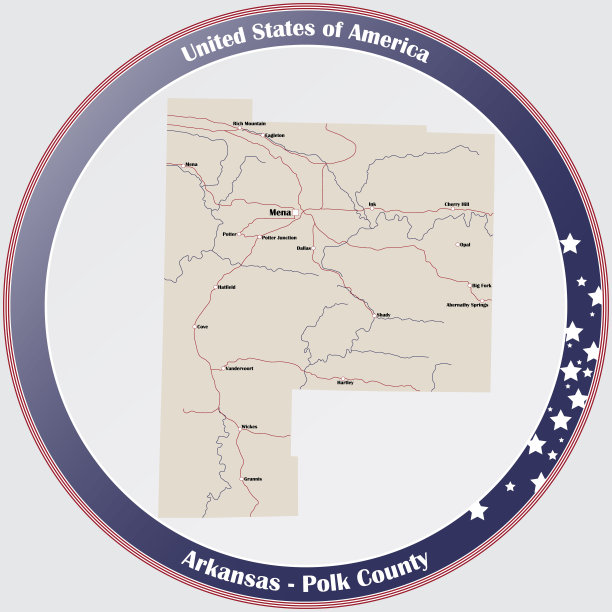 阿肯色州波尔克县地图图片下载