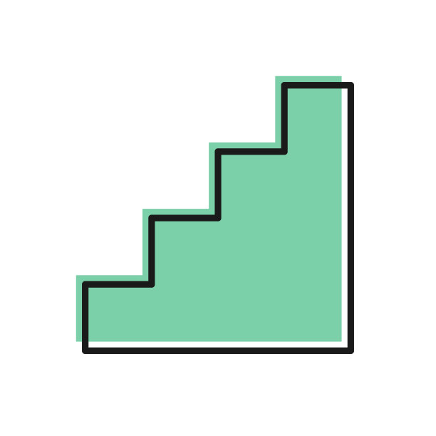 黑色线楼梯图标孤立在白色背景上。向量图片下载