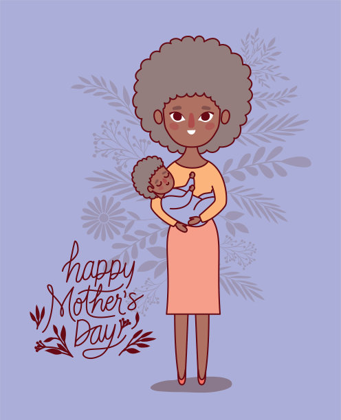 妈妈和印有树叶图案的培根漫画图片下载