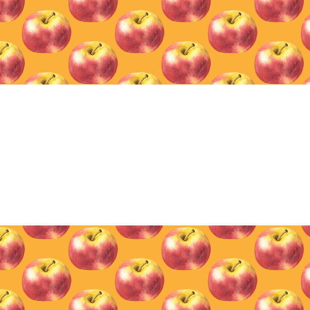 水彩手绘框架与新鲜的红苹果。图片下载