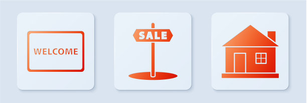 设挂有文字出售门垫的招牌图片下载