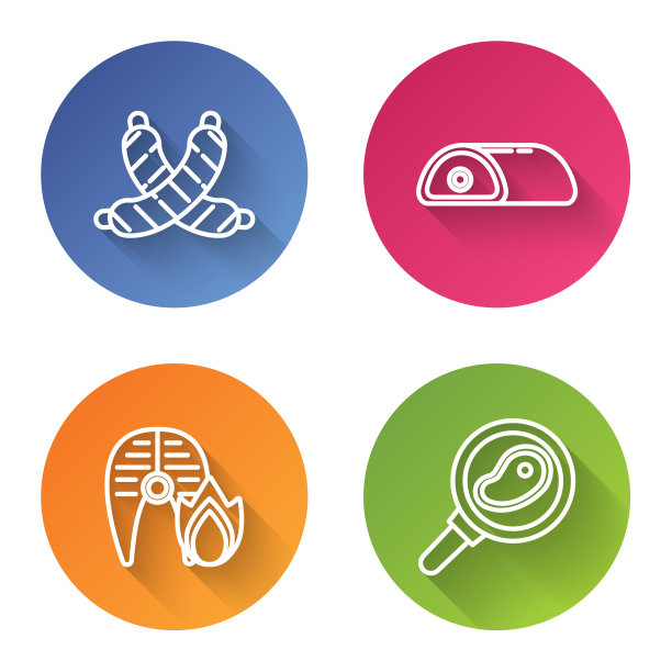 套线交叉香肠肉烤鱼排图片下载