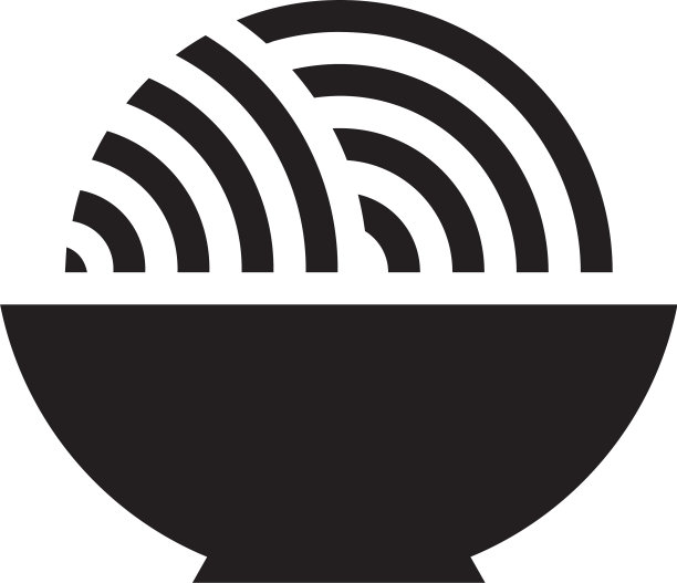 简单的几何碗面标志食品标志图片下载