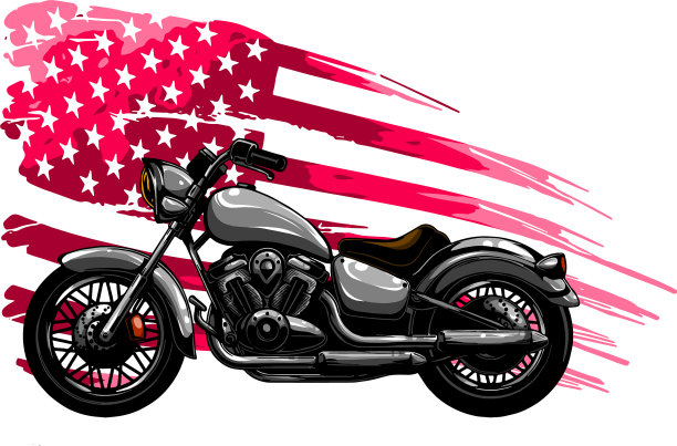 与背景相似的老式摩托车图片下载