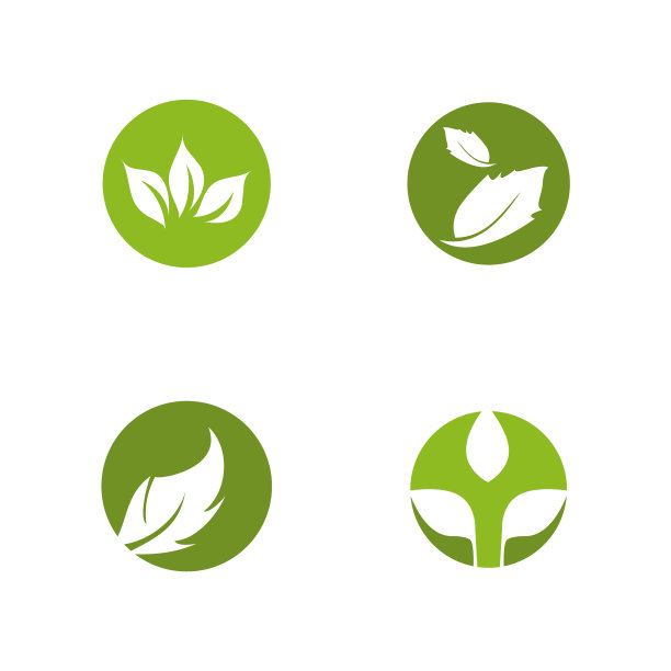 绿色树叶图标 Logo 设计模板图片下载