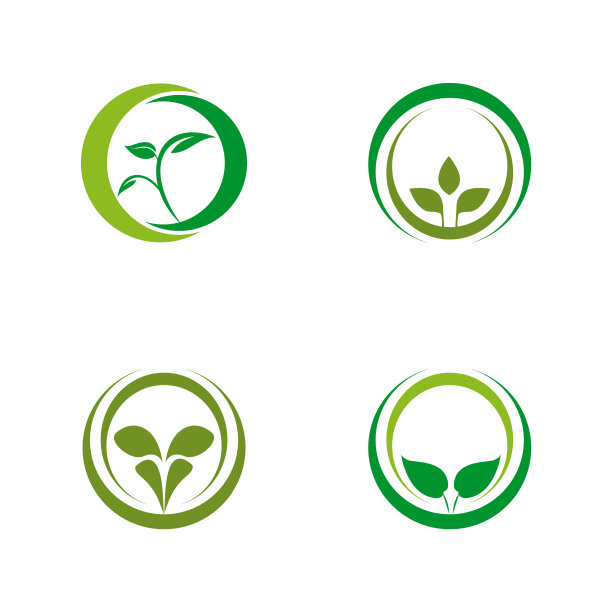 绿色树叶图标 Logo 设计模板图片下载