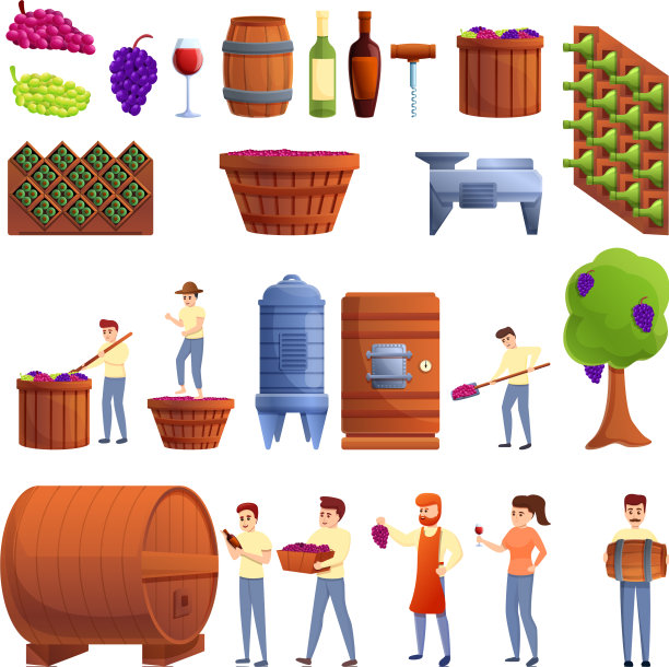 酿酒师图标设置卡通风格图片下载