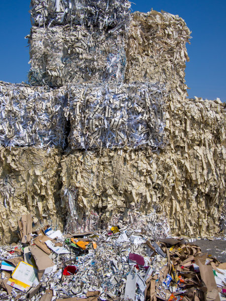 在回收厂堆放废纸图片下载