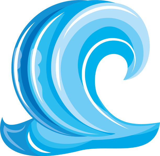 海浪在白色的背景上卷曲图片下载