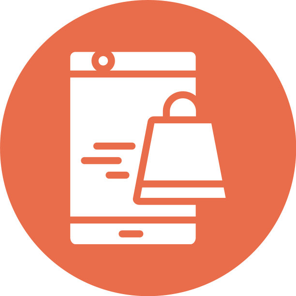 智能手机与购物袋块风格的图标图片下载