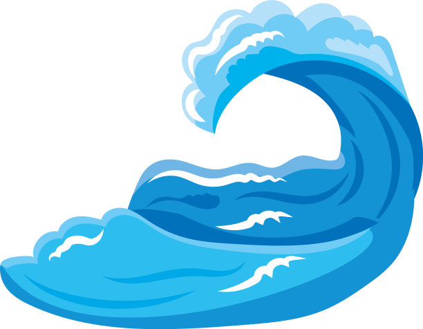 海浪在白色的背景上卷曲图片下载