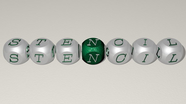 由顶部视角的立方字母构建的模板组合，非常适合概念演示。插图和设计。三维演示图片下载