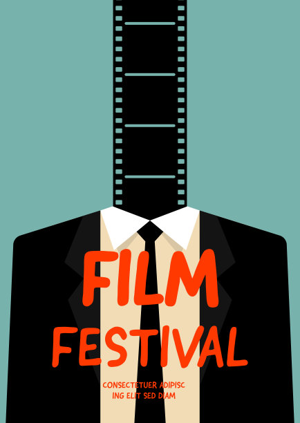 电影和电影海报设计背景与filmstrip和商人图片下载