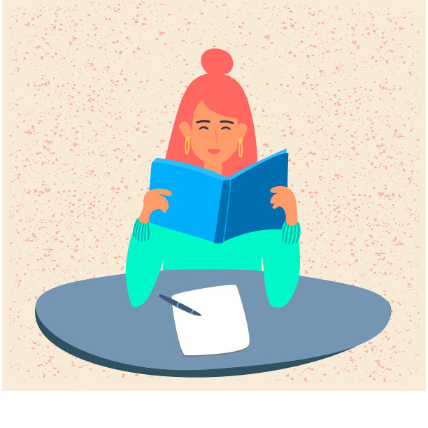 一个学生正在读书，为大学的考试或学校考试做准备。一个小女孩拿着一本课本。一个青少年正在学习教科书。矢量平面插图卡通风格图片下载