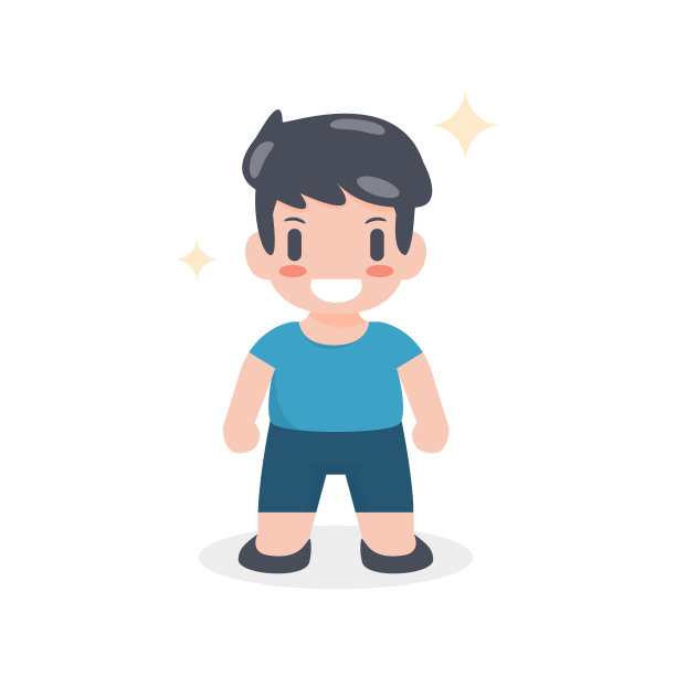 可爱的快乐的男孩卡通人物矢量孤立在白色的背景图片下载