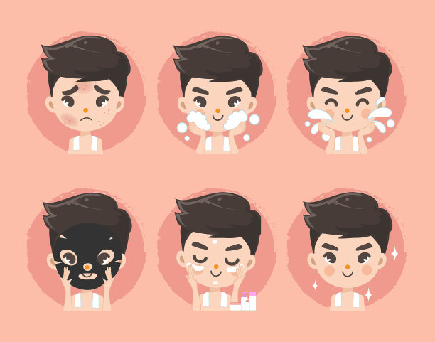 男人清洁面部并做面膜护理图片下载