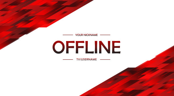 Twitch离线现代hud屏幕横幅16:9流。脱机白底加红线。屏幕保护程序的离线流媒体广播。屏幕流离线。抽搐的屏幕图片下载