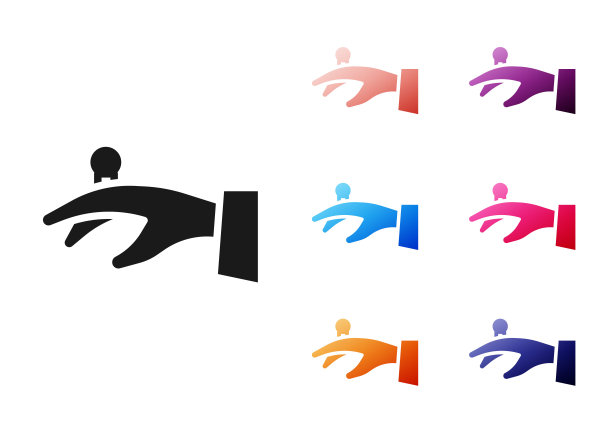 黑色结婚戒指在手图标孤立在白色背景。新娘和新郎的珠宝标志。婚姻的象征。钻石戒指。设置图标丰富多彩。向量图片下载