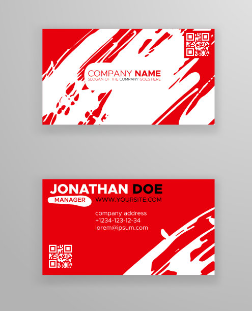 创意名片模板与极简设计。抽象的笔触。图片下载