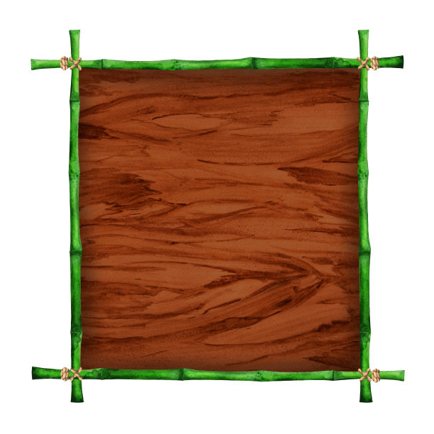 水彩木板竹框图片下载