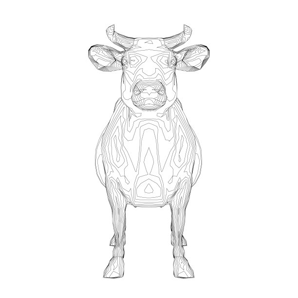 线框的奶牛从黑色的线在一个白色的背景。前视图。3 d。矢量图图片下载