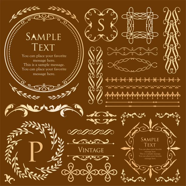 皇家字母组合框架。手绘皇冠徽章，复古涂鸦素描标志和优雅的字母组合。装饰古董精品标牌边框或花卉装饰金标志。孤立向量符号集图片下载