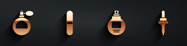 设置香水，指甲锉，香水和移液器图标与长阴影。向量图片下载