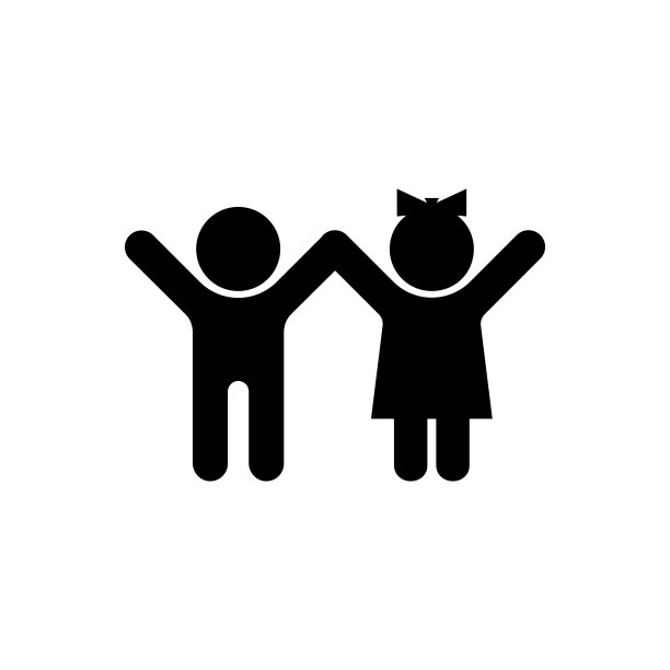 小男孩和小女孩手牵着手的图标。矢量在孤立的白色背景。每股收益10图片下载