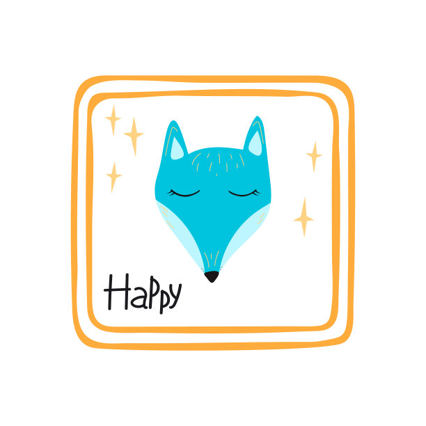 卡通动物肖像与瞌睡狐狸的脸。矢量插图与野生食肉动物。美丽的设计印刷贺卡，海报，t恤，婴儿衣服，织物图片下载