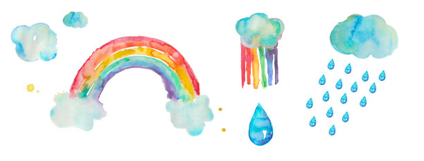 彩虹水彩插图集图片下载