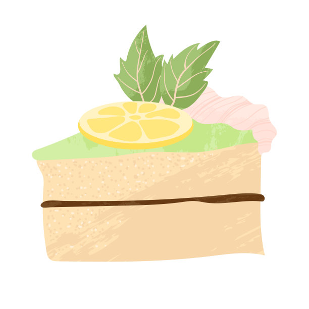 一块奶油蛋糕，巧克力和柠檬生日美味烘焙。矢量平面卡通插图美味的甜点。糖美味糕点蛋糕片甜可口。图片下载