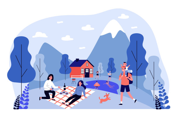 在户外度假的人图片下载