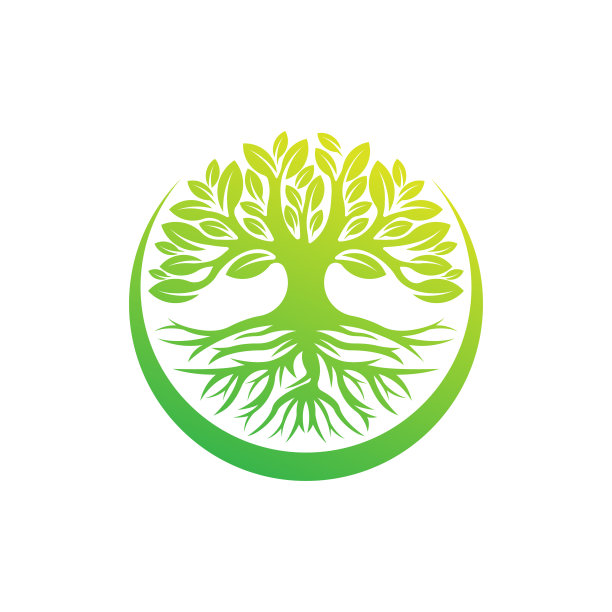 树标志设计矢量插图。摘要树标志以创意的设计理念为载体，面向自然、农业和农场经营。树标志，图标，标志和符号向量设计插图。图片下载