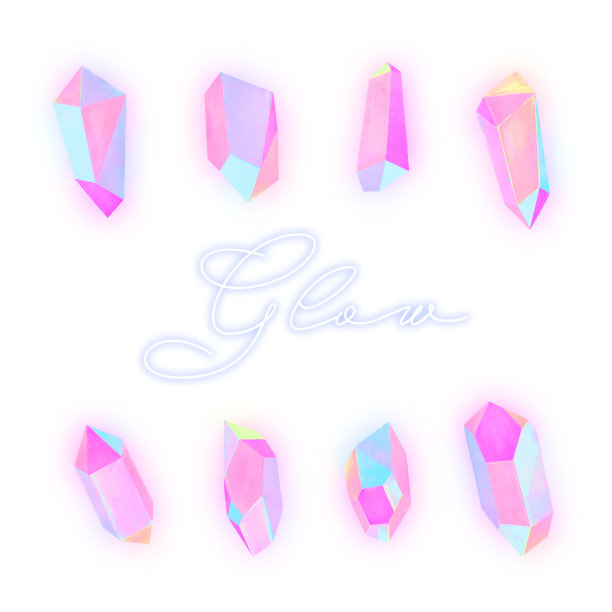 手绘水彩神秘水晶集，数字艺术。图片下载