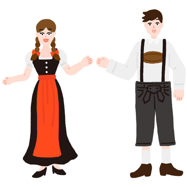 一个男人和一个女人穿着德国民族服装，迪尔德丽和皮短裤图片下载