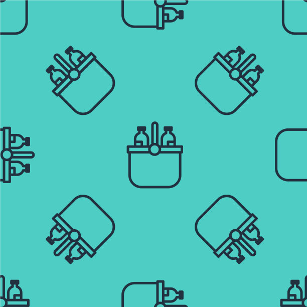 黑线冷却器袋和水图标隔离图片下载