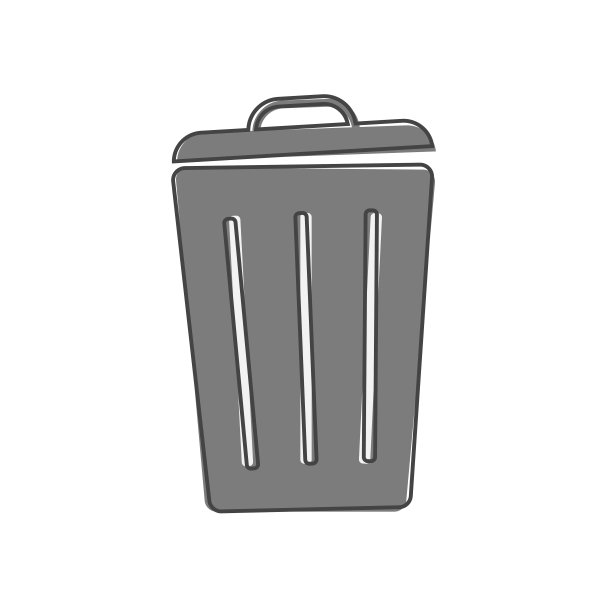 集装箱垃圾回收标识卡通风格，白色孤立背景。图片下载