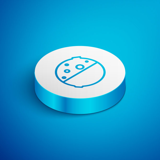 等距线日蚀图标孤立在蓝色背景上。总声纳eclipse。白色的圆按钮。矢量图图片下载